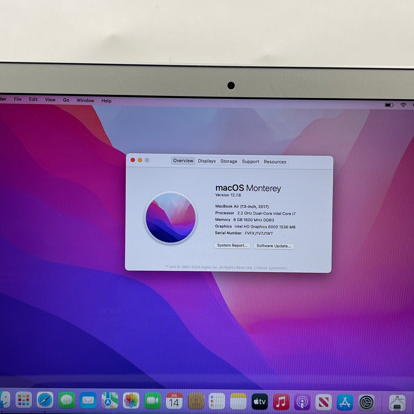 2017 Apple MacBook Air 13.3" i5 2.9GHz 8GB RAM 128GB HDD Silver A1466