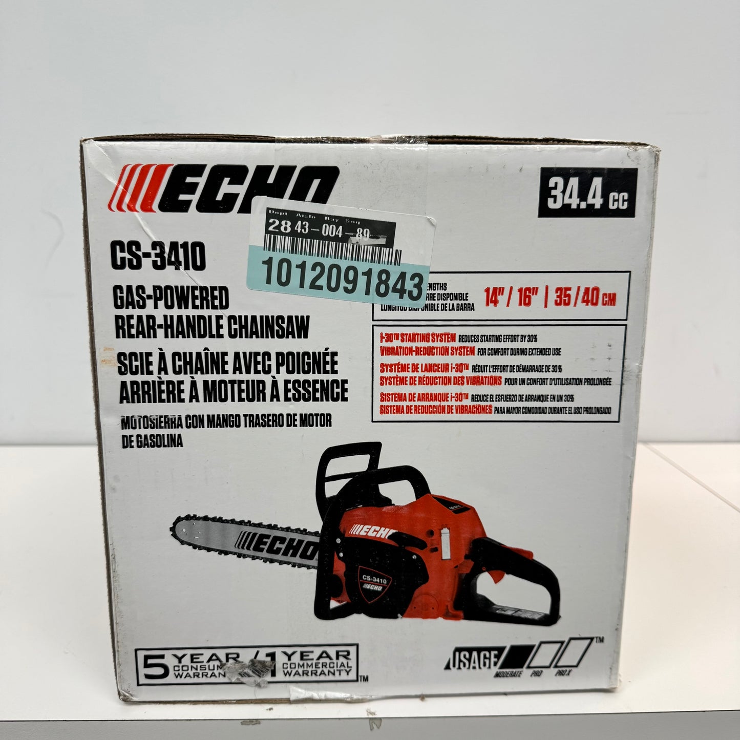 New Echo CS-3410 Gas Powered Rear Handle Chainsaw