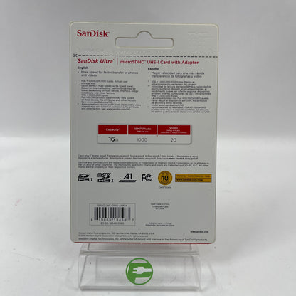 New SanDisk Ultra 16GB microSDHC UHS-I Card & Adapter SDSQUNC-016G-AN6IA