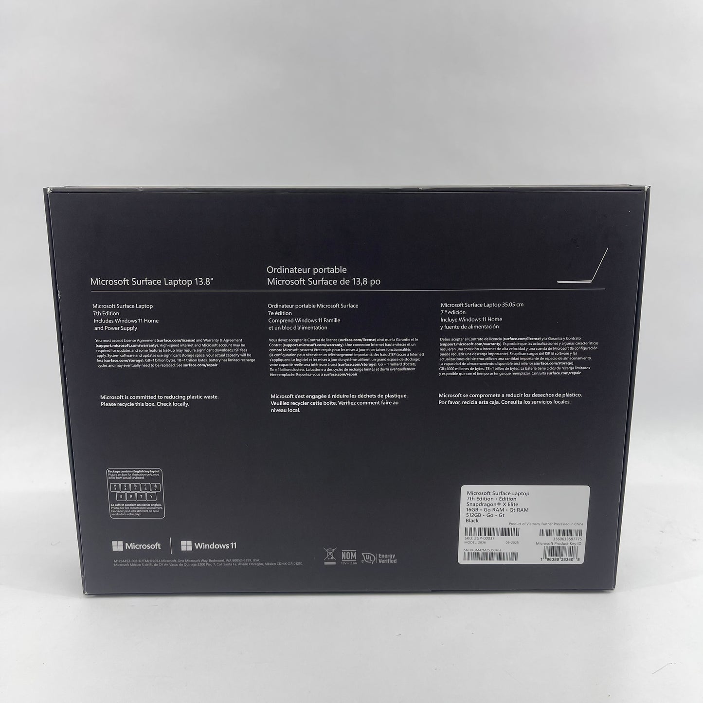 New Microsoft Surface Laptop 7 2036 13.8" Snapdragon X Elite 16GB RAM 512GB SSD