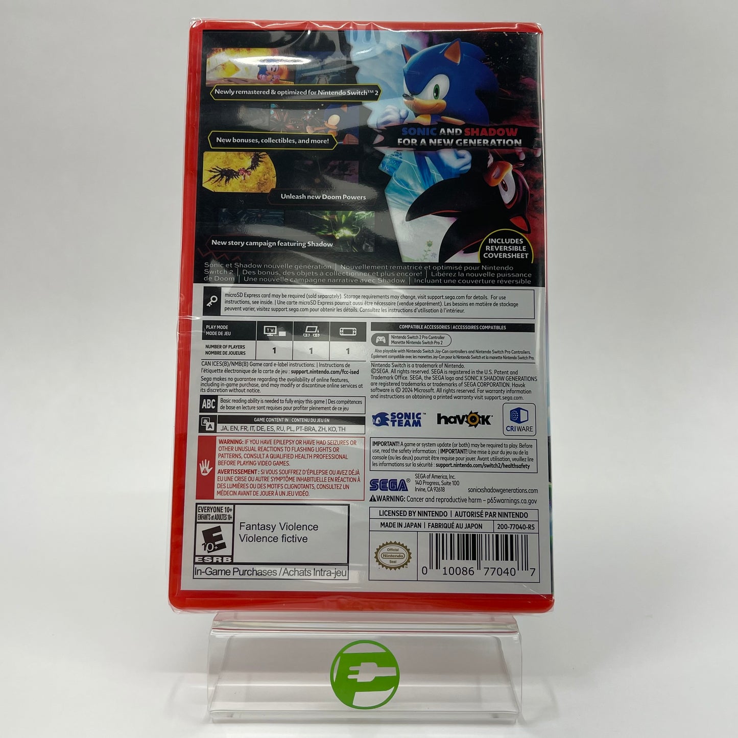 New Sonic X Shadow Generations (Nintendo Switch 2, 2025)