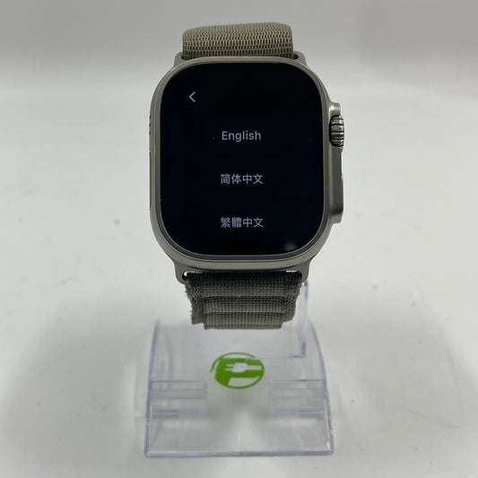 Unlocked Apple Watch Ultra 2 49MM Natural Titanium Olive Alpine Loop MREY3LL/A