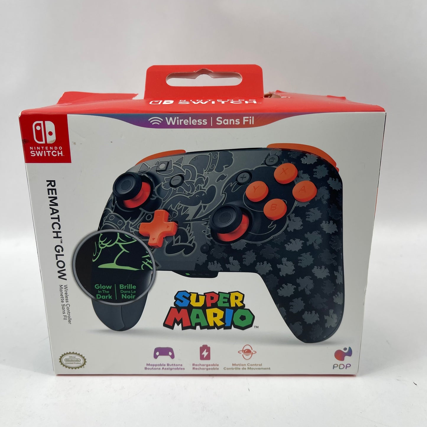 New PDP Rematch Glow Wireless Controller Blackout Bowser Edition For Switch