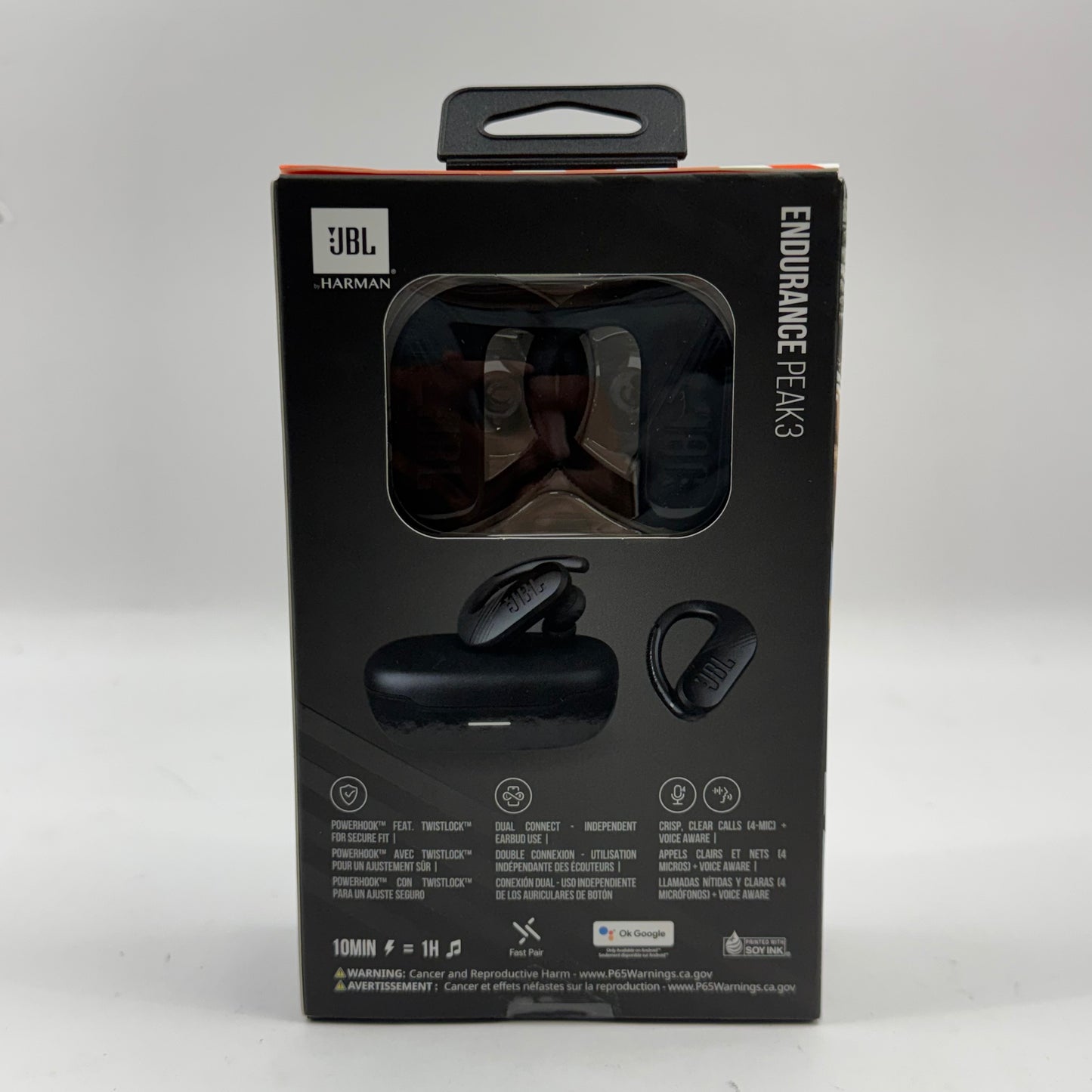 New JBL Endurance Peak3 Waterproof Bluetooth Wireless Earbuds Black