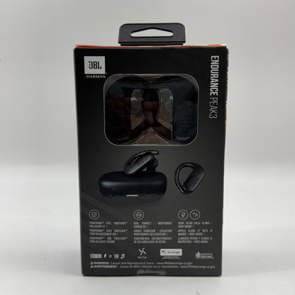 New JBL Endurance Peak3 Waterproof Bluetooth Wireless Earbuds Black