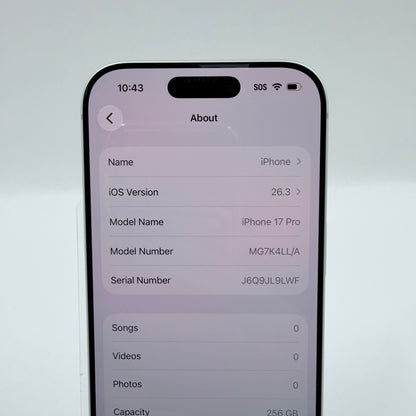 Factory Unlocked Apple iPhone 17 Pro 256GB Silver MG7K4LL/A