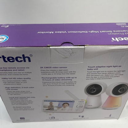 New VTech 2-Camera Smart WiFi Video Baby Monitor White RM5856-2HD