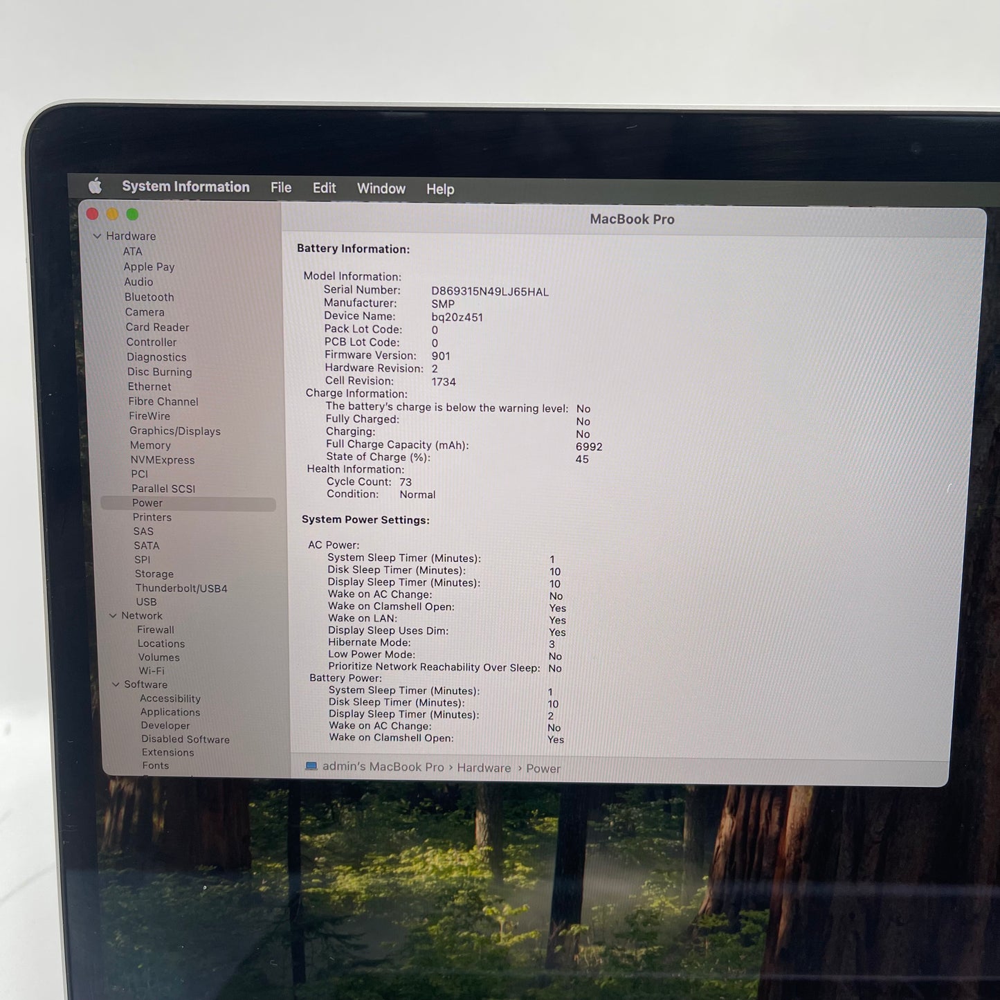 2018 Apple MacBook Pro 15" i7 2.6GHz 16GB RAM 512GB SSD Silver A1990