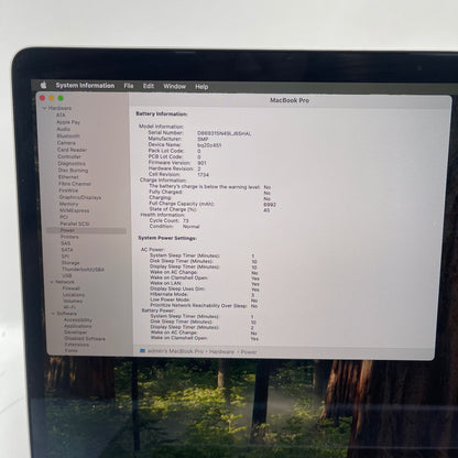 2018 Apple MacBook Pro 15" i7 2.6GHz 16GB RAM 512GB SSD Silver A1990