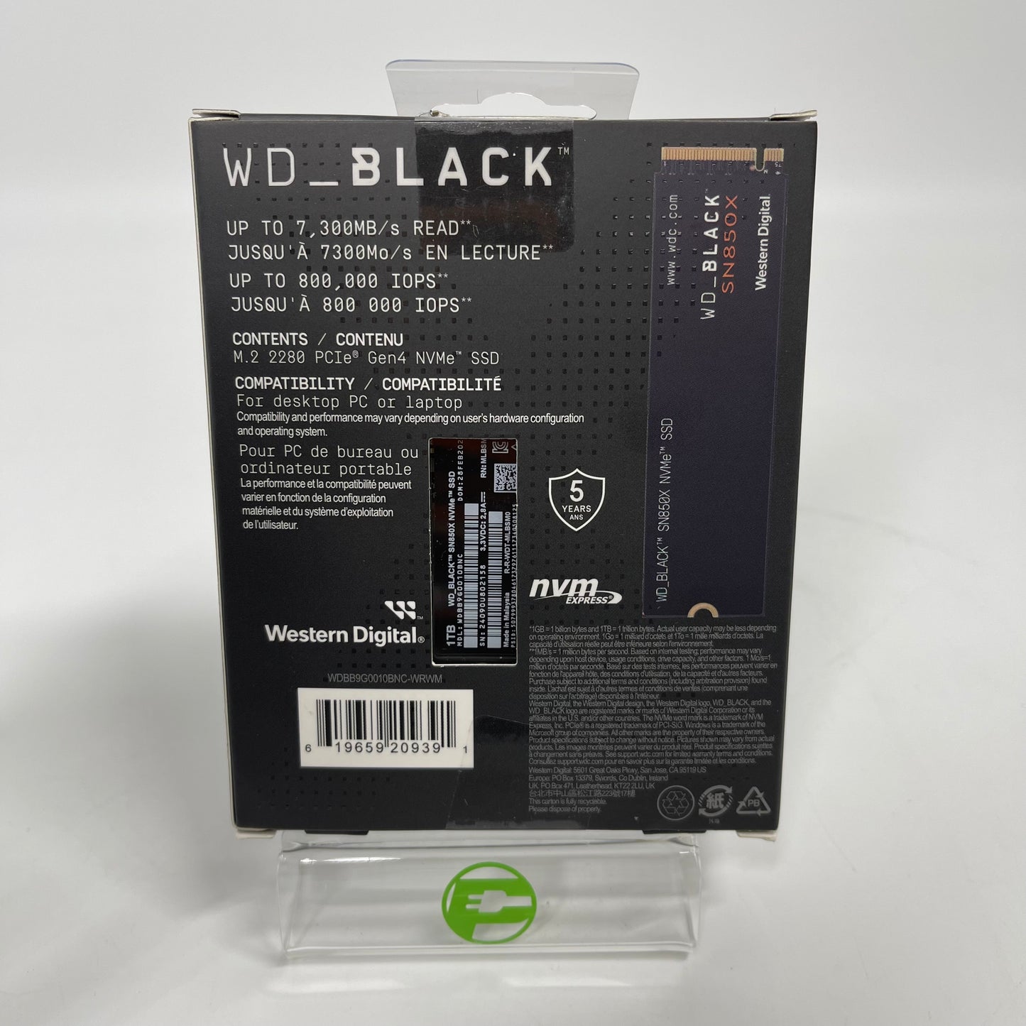 New Western Digital WD SN850X 1TB M.2 2280 PCIe Gen4 NVMe SSD WDBB9G0010BNC