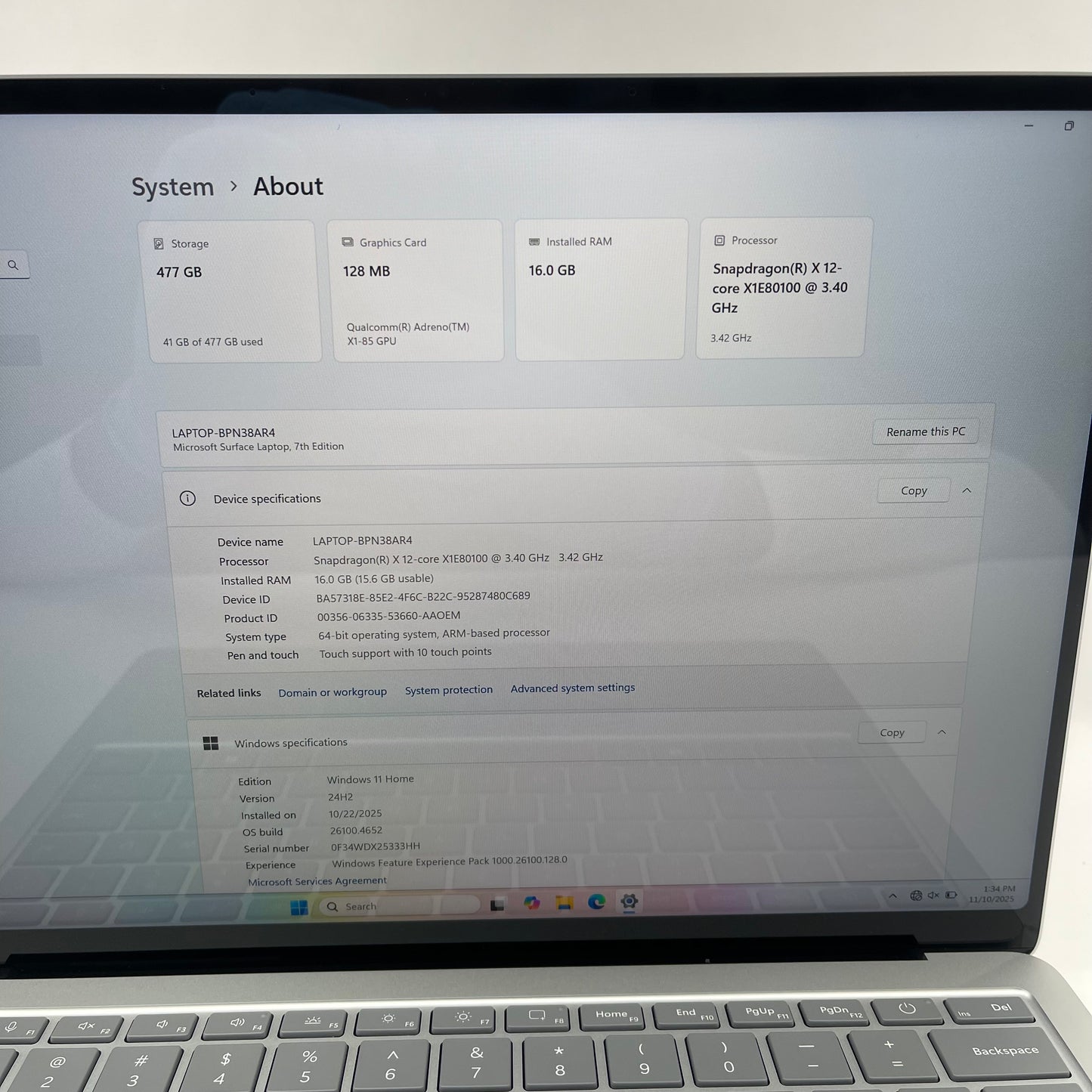 Microsoft Surface Laptop 7 2036 13.8" Snapdragon X Elite 16GB RAM 512GB SSD