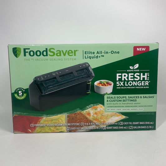 New FoodSaver Elite All-in-One Liquid Plus Vacuum Sealer with Bags and Roll