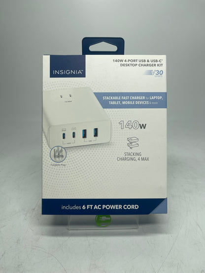 New Insignia 140W 4-Port USB and USB-C Desktop Charger Kit For MacBook Pro 16"