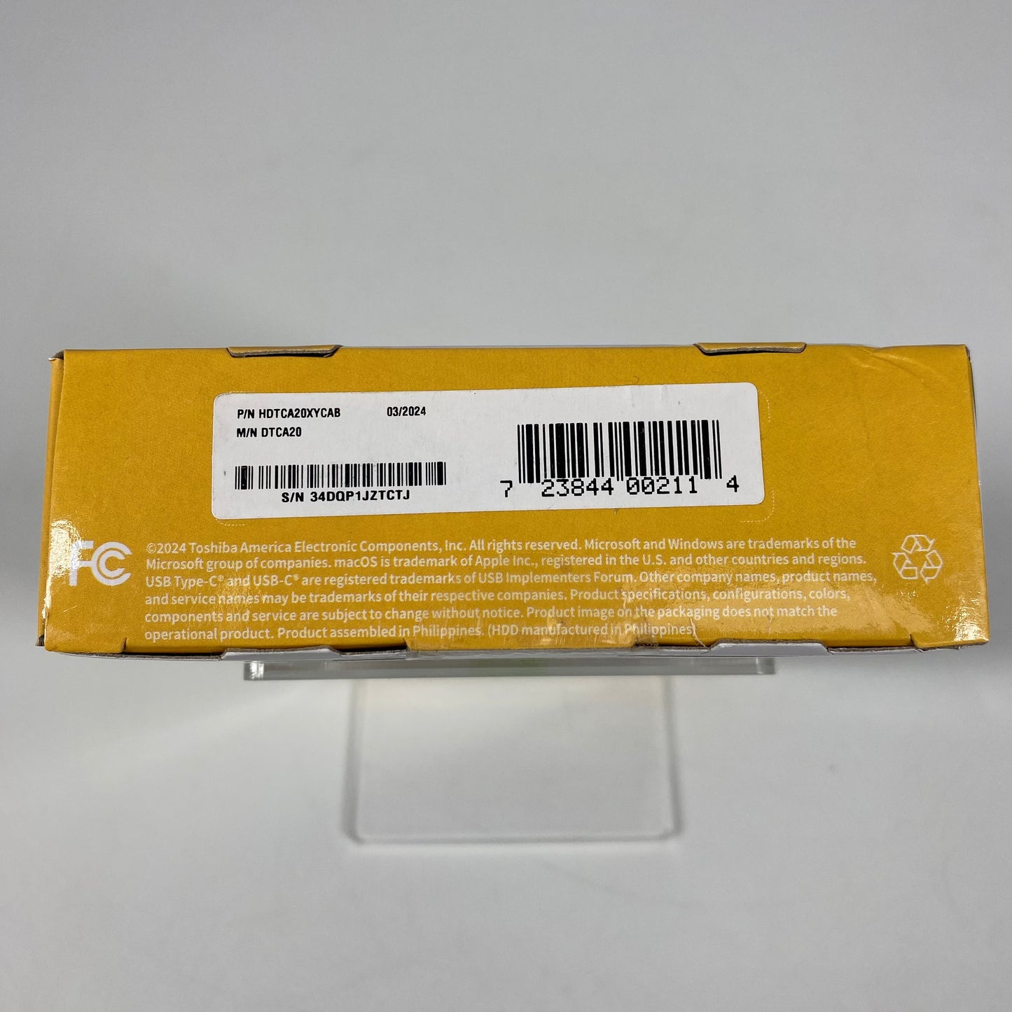 New Toshiba Portable Canvio Advance Plus 2TB External HDD DTCA20 Yellow