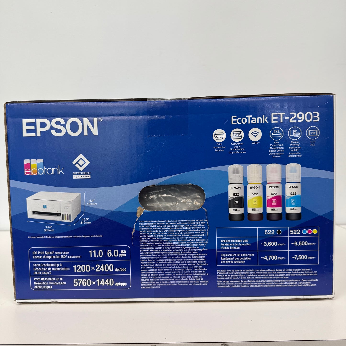 New Epson EcoTank 2903 Wireless Printer ET-2903