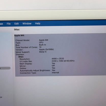 2024 Apple iMac 24" M4 10 Core 4.5GHz 16GB RAM 256GB SSD Purple A3137