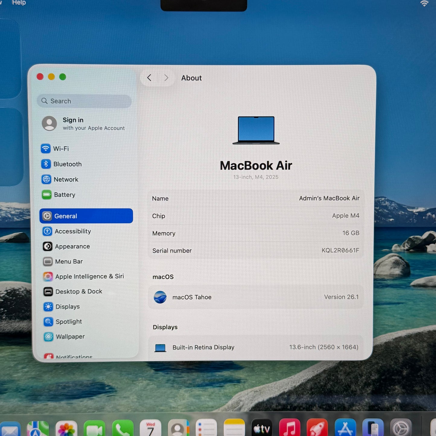 2025 Apple MacBook Air 13.6" M4 8C GPU 4.5GHz 16GB RAM 256GB SSD A3240