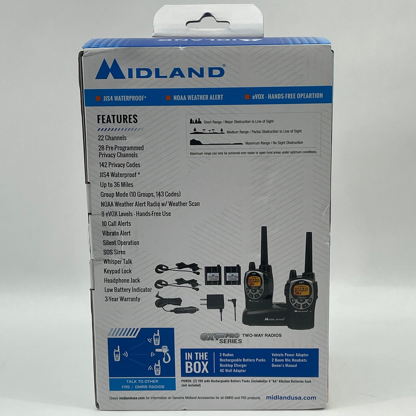 New Midland GMRS Two-Way Radios Walkie Talkie GXT1000VP4