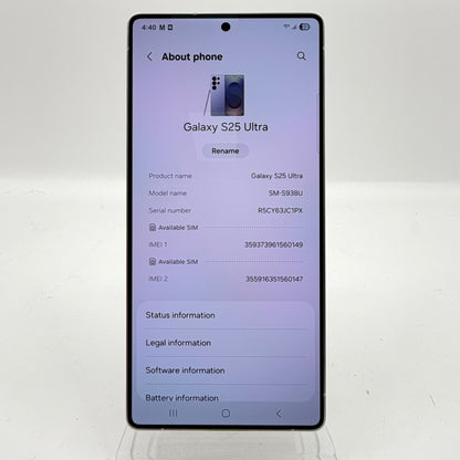 T-Mobile Samsung Galaxy S25 Ultra 12GB RAM 256GB SM-S938U Titanium Silver