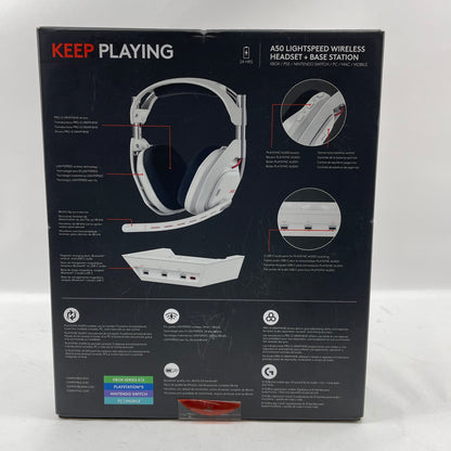 New Logitech A50 Wireless + Base Station Gaming Headset White 939-002229