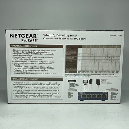 New Netgear ProSafe 5-Port 10/100 Mbps Fast Ethernet Switch FS105NA