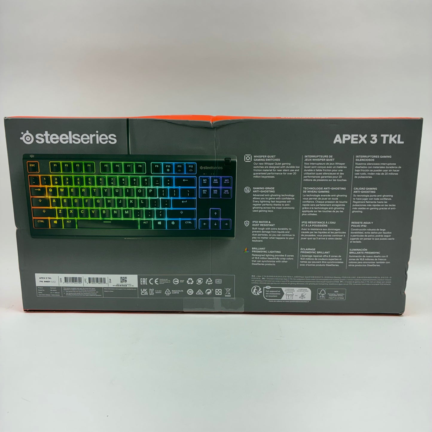 New SteelSeries Apex 3 TKL Black 64831 Gaming Keyboard For PC and Mac