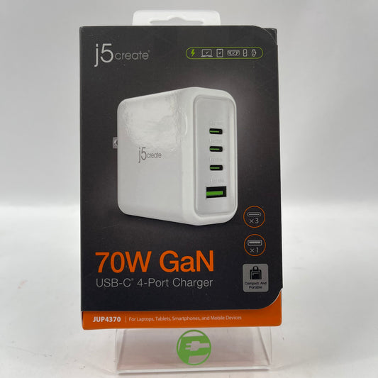 New j5create 70W GaN USB-C 4-Port Charger Power Adapter JUP4370