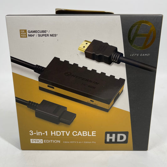 New Hyperkin 3-In-1 HDTV Cable For Nintendo GC N64 SNES HDMI Adapter M07552