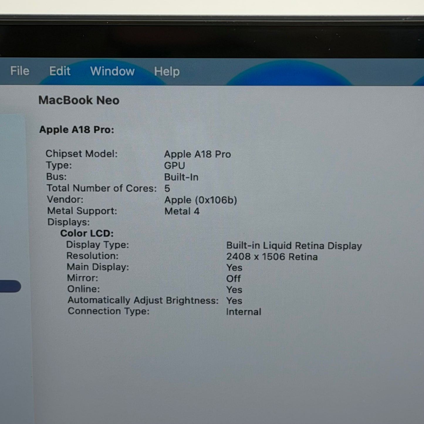 2026 Apple MacBook Neo 13" A18 Pro 5C GPU 4.0GHz 8GB RAM 512GB SSD MHFG4LL/A
