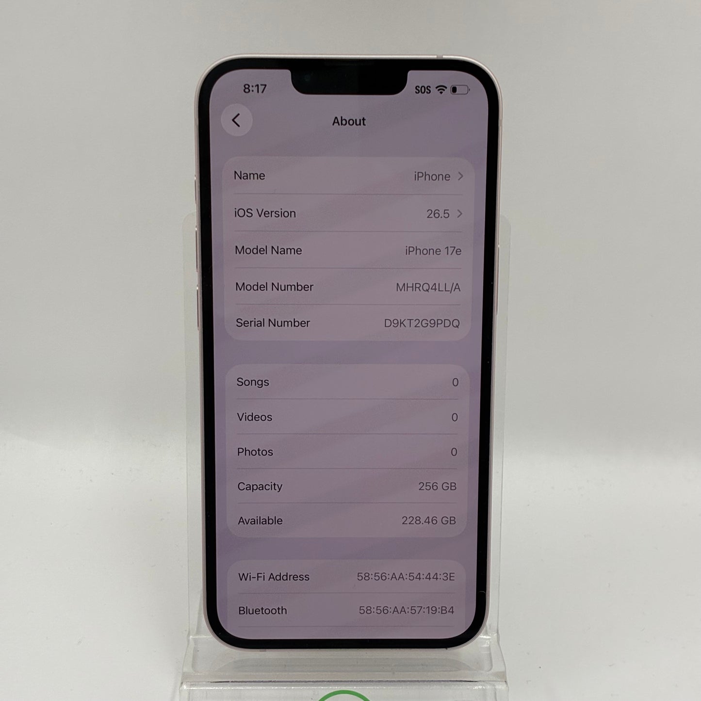 Factory Unlocked Apple iPhone 17e 256GB Pink MHRQ4LL/A
