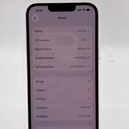 Factory Unlocked Apple iPhone 14 256GB Starlight MPW23LL/A