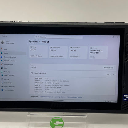 MSI Claw MS-1T41 Core Ultra 7 155H 16GB RAM 512GB SSD Handheld PC