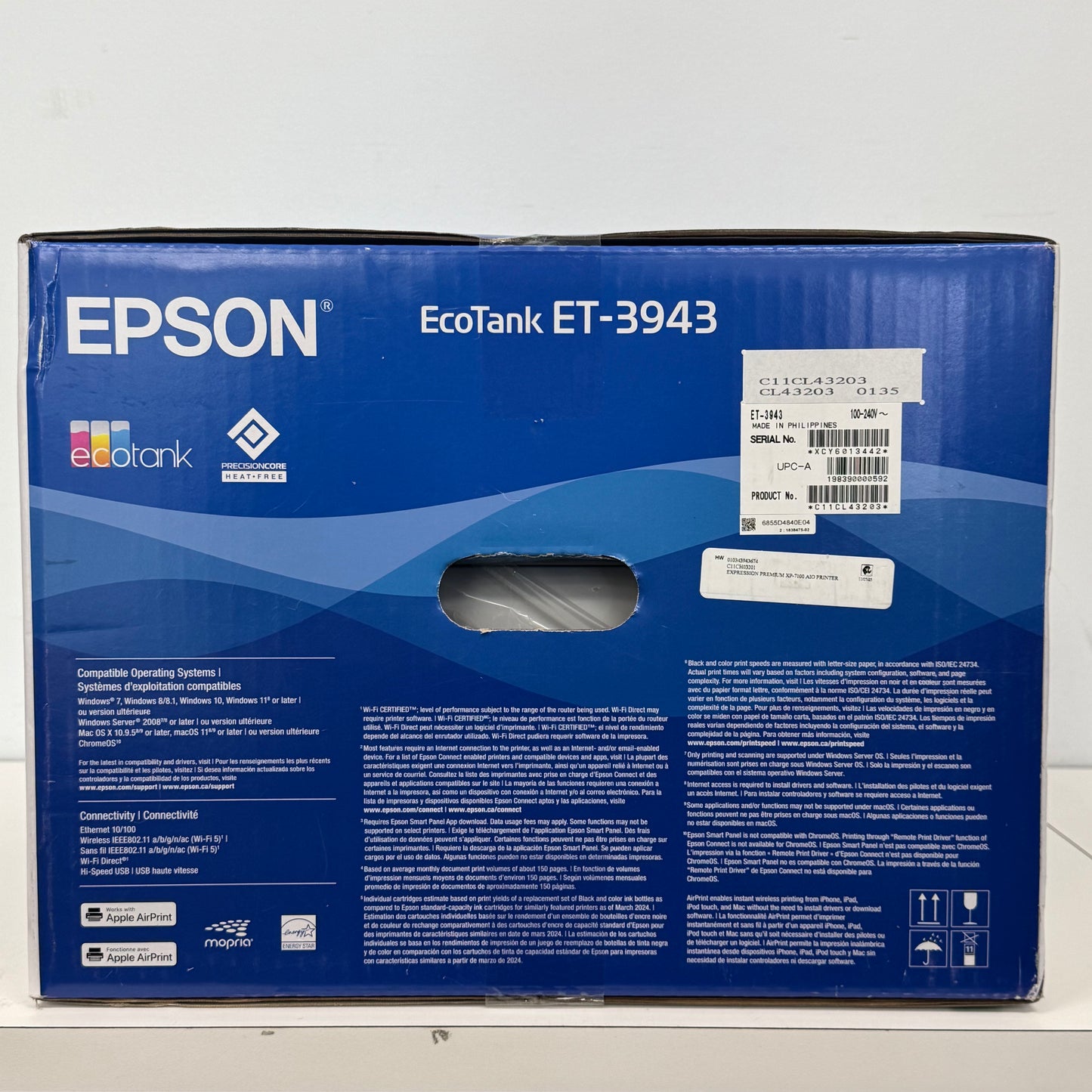 New Epson EcoTank Wireless Printer ET-3943