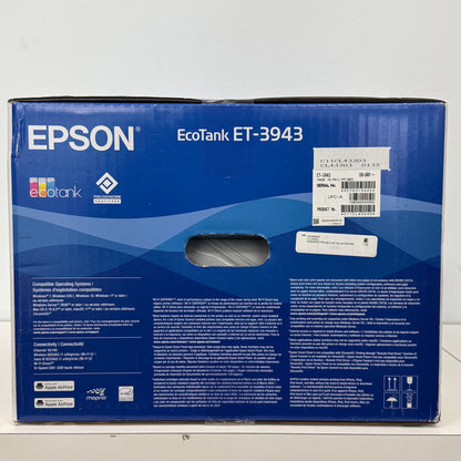 New Epson EcoTank Wireless Printer ET-3943