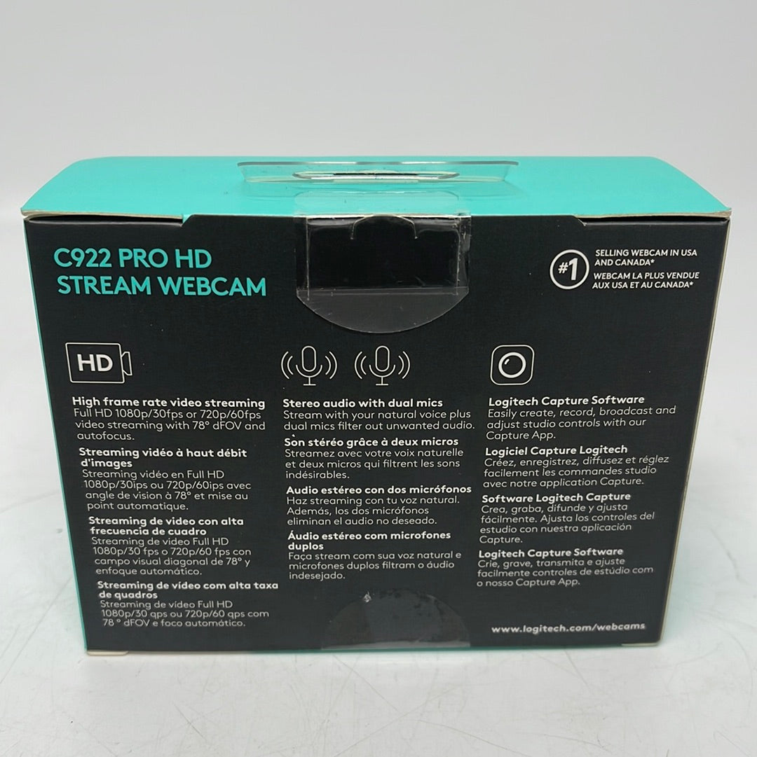 New Logitech C922 Pro HD Stream Webcam 1080p 960-001087