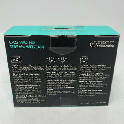 New Logitech C922 Pro HD Stream Webcam 1080p 960-001087