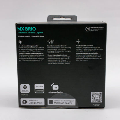 New Logitech MX Brio 4K UHD Webcam 960-001558