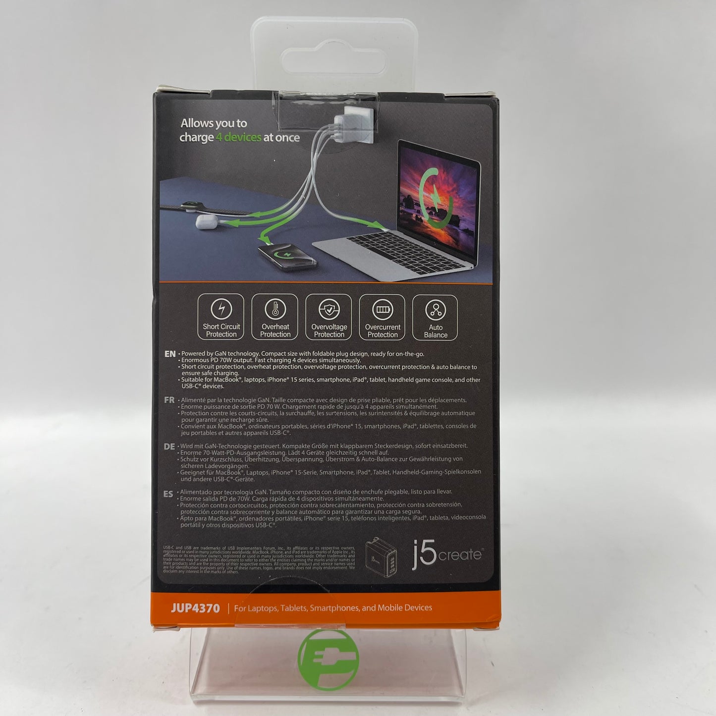 New j5create 70W GaN USB-C 4-Port Charger Power Adapter JUP4370