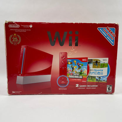 Nintendo Wii Video Game Console RVL-001 25th Anniversary Mario Red Edition