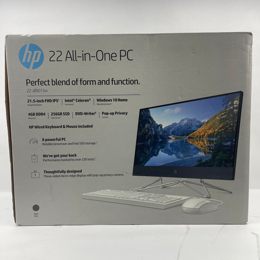 New HP AIO 22-DF0013W 21.5" Celeron G5905T 3.20GHz 4GB RAM 256GB SSD