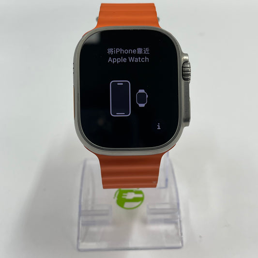 Unlocked Apple Watch Ultra 2 49MM Natural Titanium Orange Ocean Band MREH3LL/A