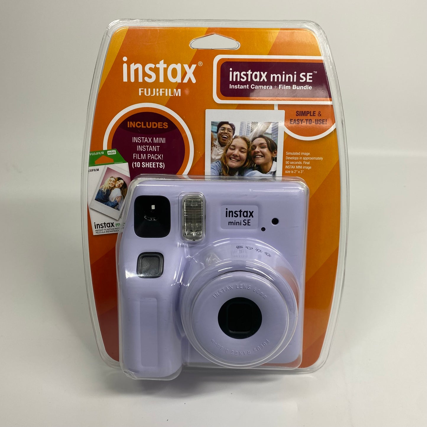 New Fujifilm Instax Mini SE Instant Film Camera Purple Blister Bundle