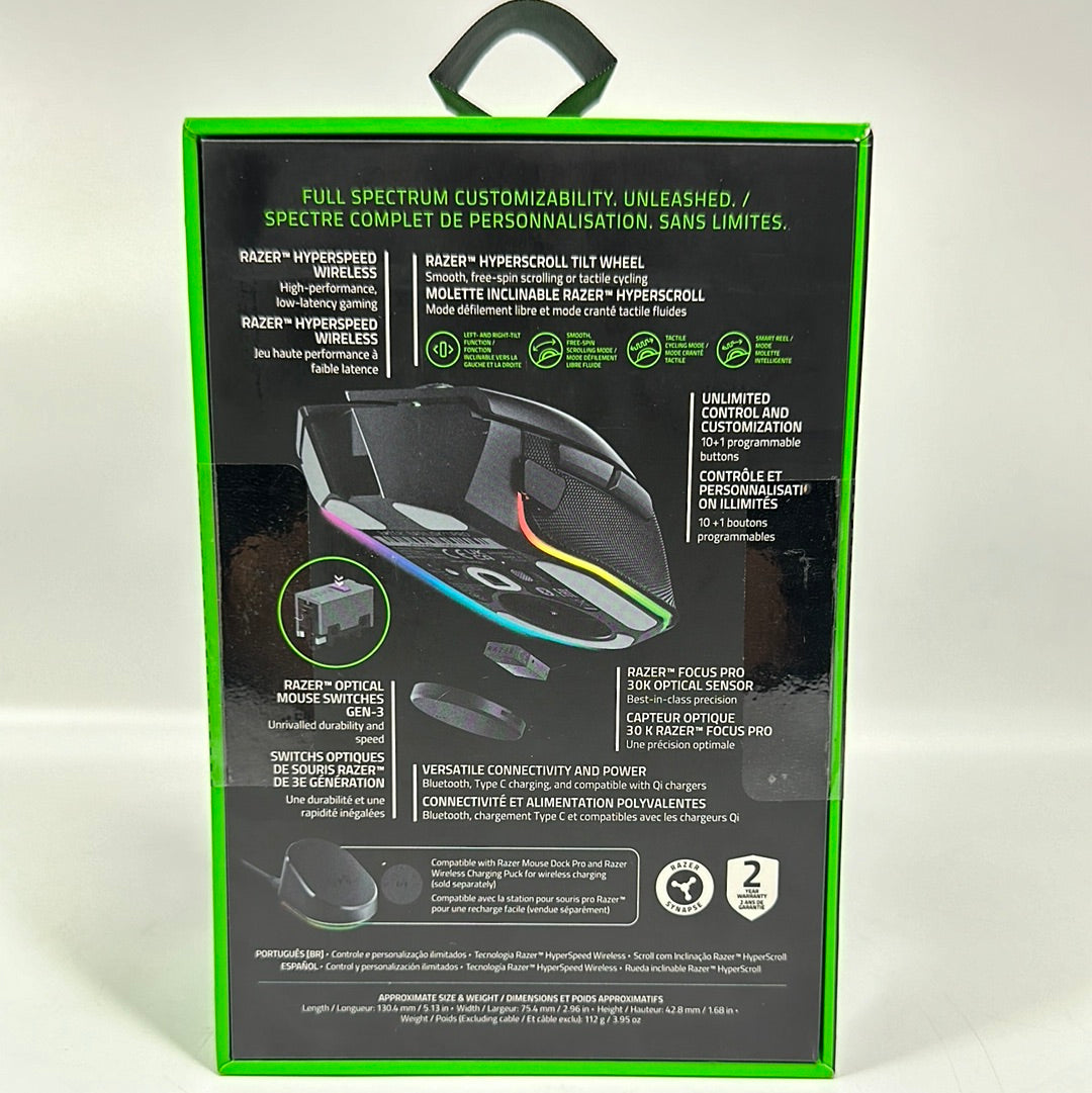 New Razer Basilisk V3 Pro Customizable Wireless Gaming Mouse Black RZ01-0462
