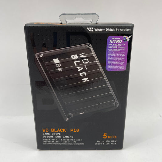 New Western Digital WD_Black P10 5TB 2.5" Micro USB-B to USB-A HDD