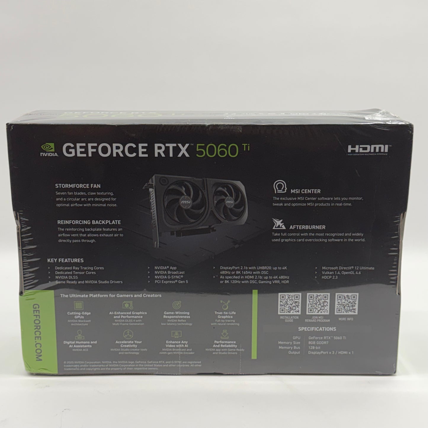 New MSI GeForce RTX 5060 Ti SHADOW 2X OC 8GB GDDR7 Graphics Card 602-V536-023
