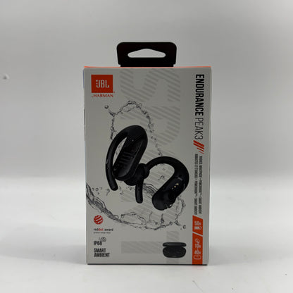 New JBL Endurance Peak3 Waterproof Bluetooth Wireless Earbuds Black