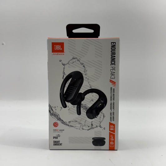 New JBL Endurance Peak3 Waterproof Bluetooth Wireless Earbuds Black