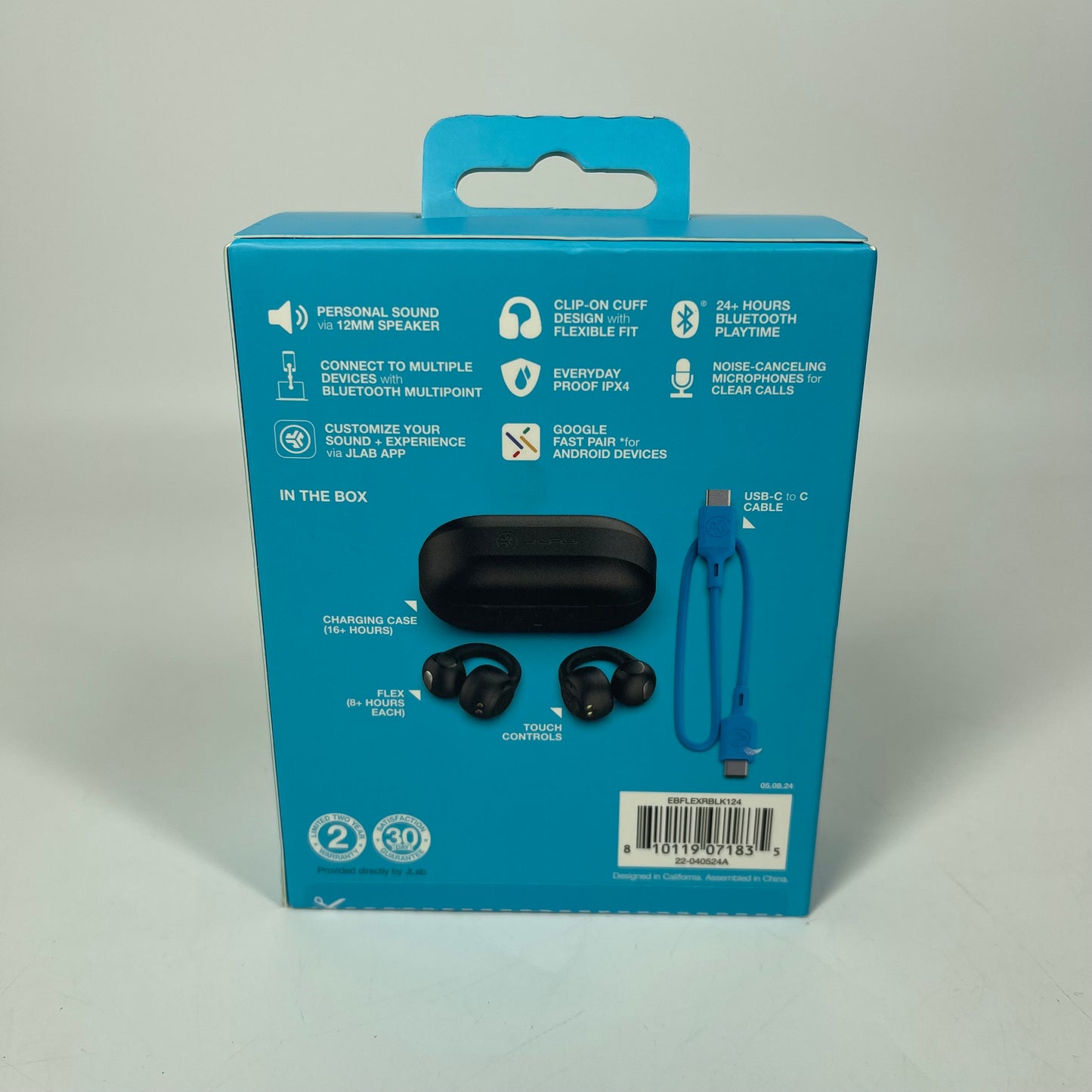 New JLab Flex Open Wireless Earbuds Black EBFLEXRBLK124