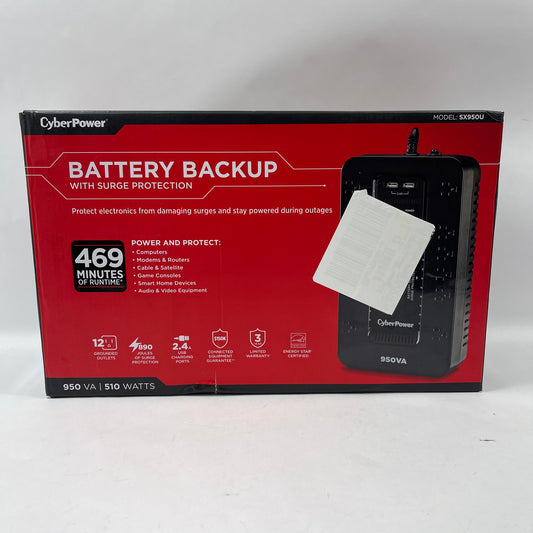 New CyberPower 950VA 510W Battery Backup UPS System SC950U