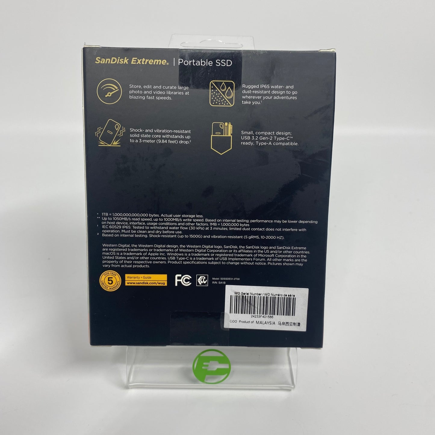 New SanDisk Extreme Portable 2TB USB-C SSD SDSSDE51-2T00-AW25